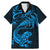 New Zealand Tuatara Tribal Tattoo Family Matching Mermaid Dress and Hawaiian Shirt Silver Fern and Maori Pattern Blue Color