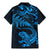 New Zealand Tuatara Tribal Tattoo Family Matching Mermaid Dress and Hawaiian Shirt Silver Fern and Maori Pattern Blue Color