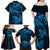 New Zealand Tuatara Tribal Tattoo Family Matching Off Shoulder Maxi Dress and Hawaiian Shirt Silver Fern and Maori Pattern Blue Color