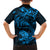 New Zealand Tuatara Tribal Tattoo Family Matching Puletasi and Hawaiian Shirt Silver Fern and Maori Pattern Blue Color