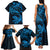 New Zealand Tuatara Tribal Tattoo Family Matching Tank Maxi Dress and Hawaiian Shirt Silver Fern and Maori Pattern Blue Color