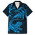 New Zealand Tuatara Tribal Tattoo Hawaiian Shirt Silver Fern and Maori Pattern Blue Color