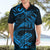 New Zealand Tuatara Tribal Tattoo Hawaiian Shirt Silver Fern and Maori Pattern Blue Color