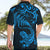 New Zealand Tuatara Tribal Tattoo Hawaiian Shirt Silver Fern and Maori Pattern Blue Color