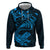 New Zealand Tuatara Tribal Tattoo Hoodie Silver Fern and Maori Pattern Blue Color