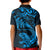 New Zealand Tuatara Tribal Tattoo Kid Polo Shirt Silver Fern and Maori Pattern Blue Color