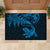 New Zealand Tuatara Tribal Tattoo Rubber Doormat Silver Fern and Maori Pattern Blue Color