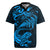 New Zealand Tuatara Tribal Tattoo Rugby Jersey Silver Fern and Maori Pattern Blue Color