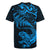 New Zealand Tuatara Tribal Tattoo Rugby Jersey Silver Fern and Maori Pattern Blue Color