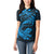 New Zealand Tuatara Tribal Tattoo Women Polo Shirt Silver Fern and Maori Pattern Blue Color