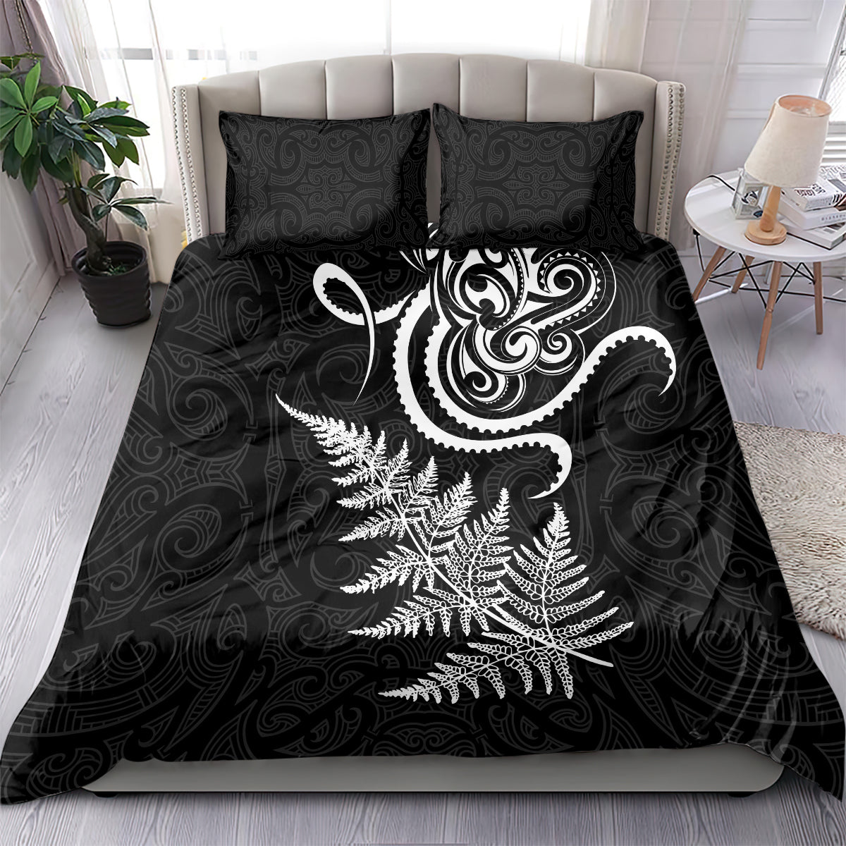 New Zealand Octopus Tattoo and Fern Bedding Set Maori Pattern LT03 - Polynesian Pride