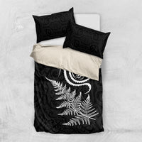 New Zealand Octopus Tattoo and Fern Bedding Set Maori Pattern LT03 US Twin 172cm x 218cm Black - Polynesian Pride