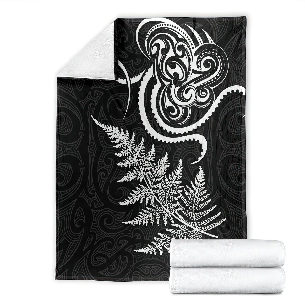 New Zealand Octopus Tattoo and Fern Blanket Maori Pattern LT03 - Polynesian Pride