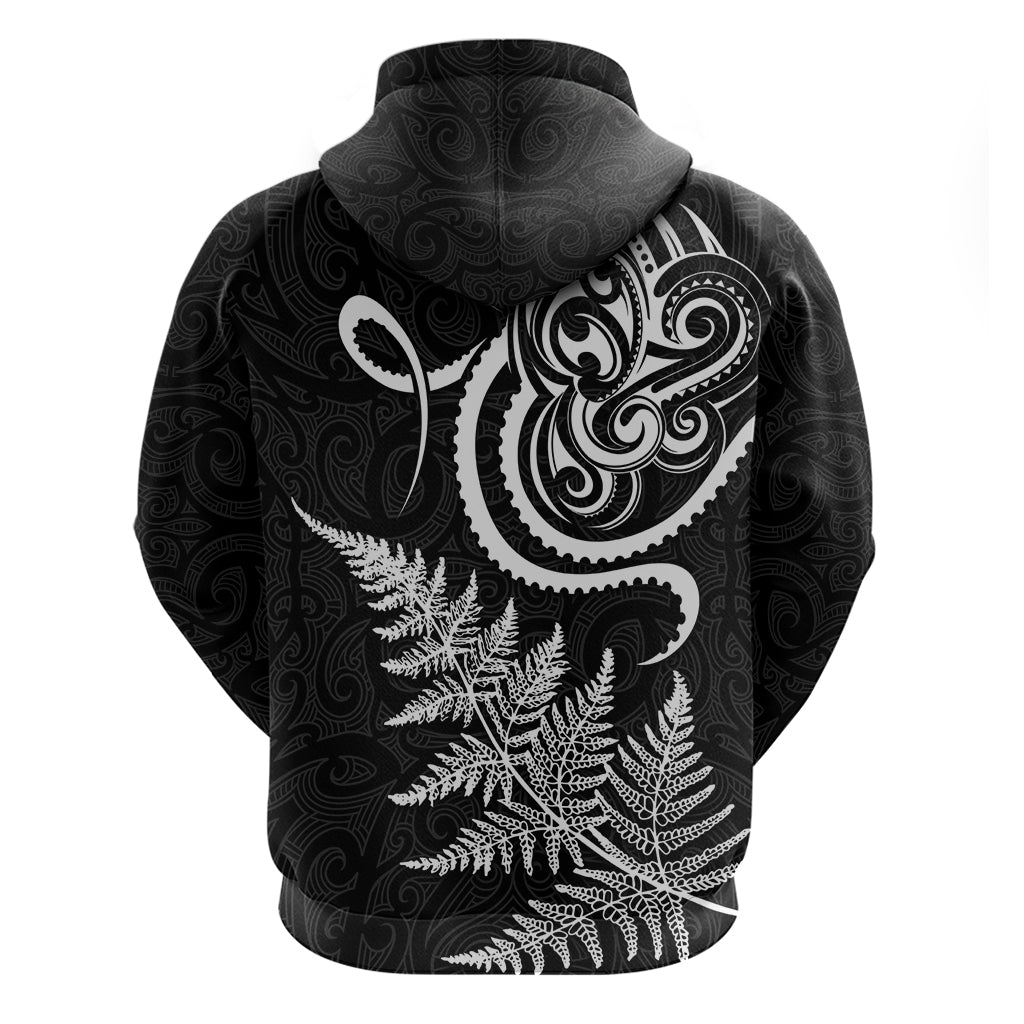 New Zealand Octopus Tattoo and Fern Hoodie Maori Pattern LT03 - Polynesian Pride