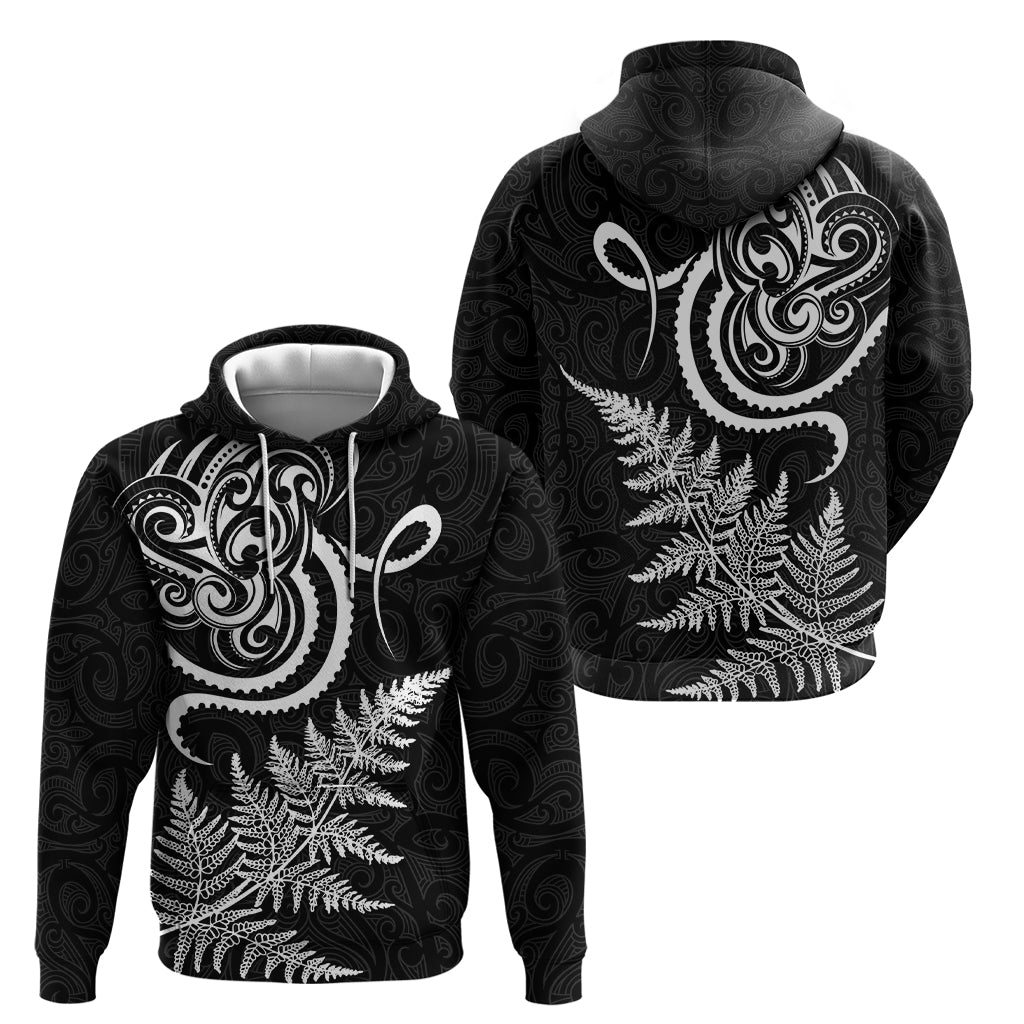 New Zealand Octopus Tattoo and Fern Hoodie Maori Pattern LT03 - Polynesian Pride