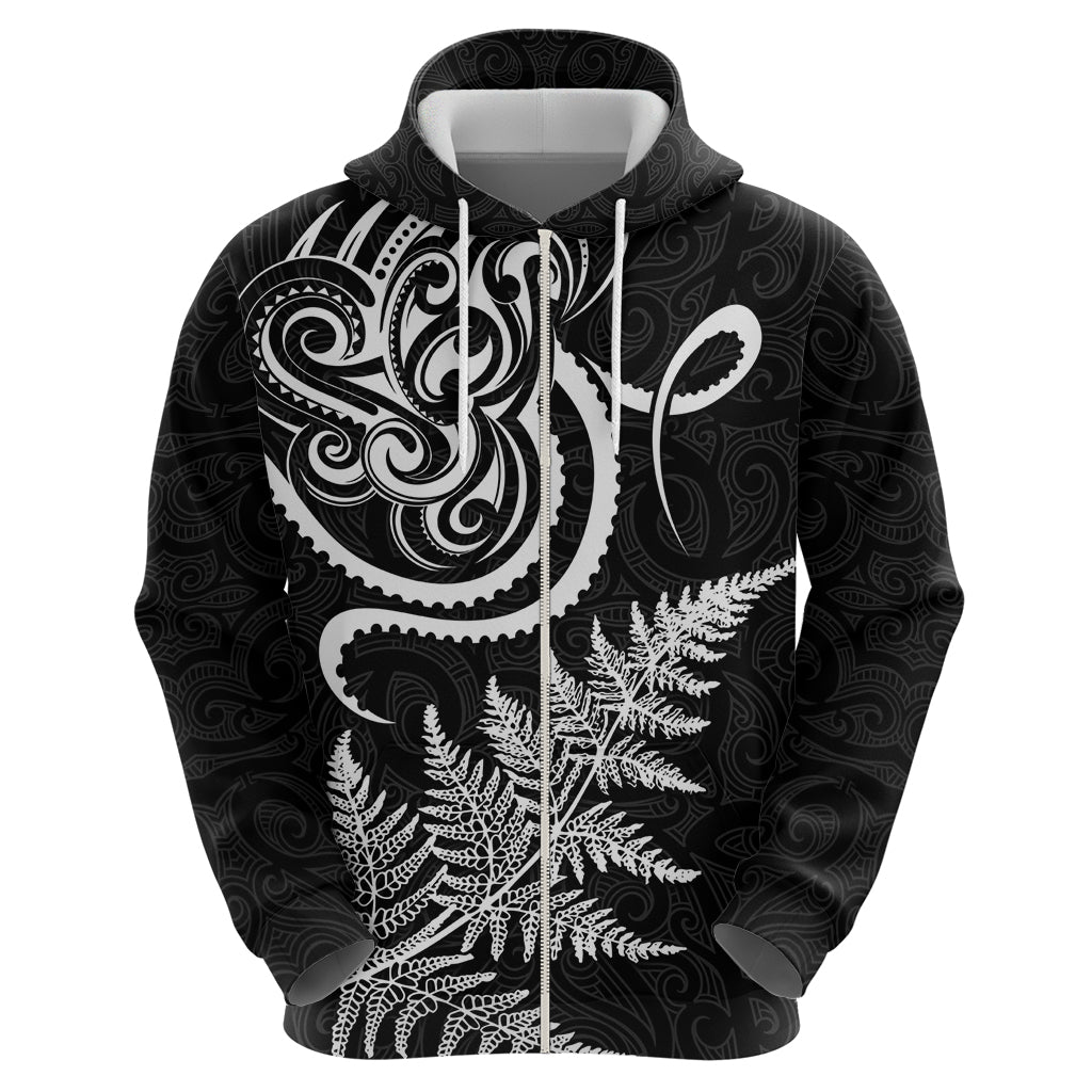New Zealand Octopus Tattoo and Fern Hoodie Maori Pattern LT03 - Polynesian Pride