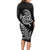 New Zealand Octopus Tattoo and Fern Long Sleeve Bodycon Dress Maori Pattern