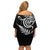 New Zealand Octopus Tattoo and Fern Off Shoulder Short Dress Maori Pattern