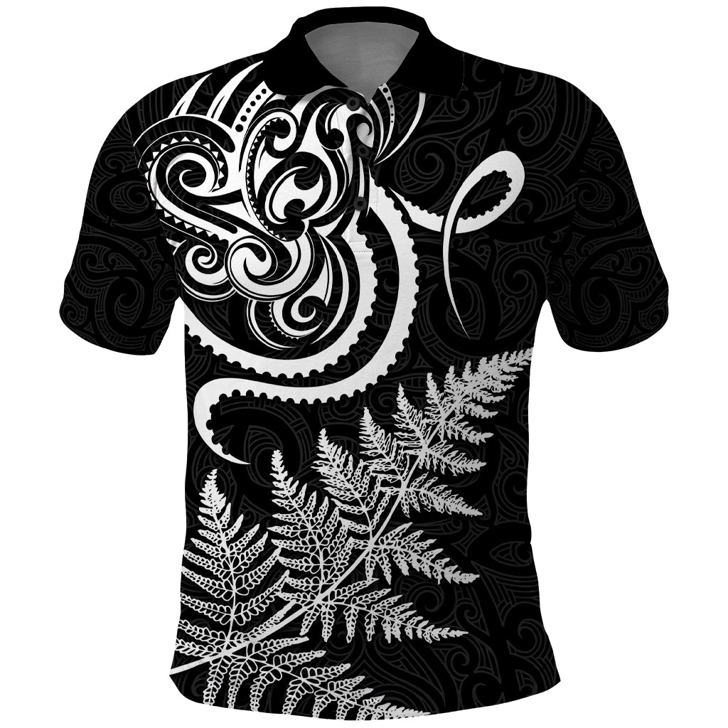 New Zealand Octopus Tattoo and Fern Polo Shirt Maori Pattern