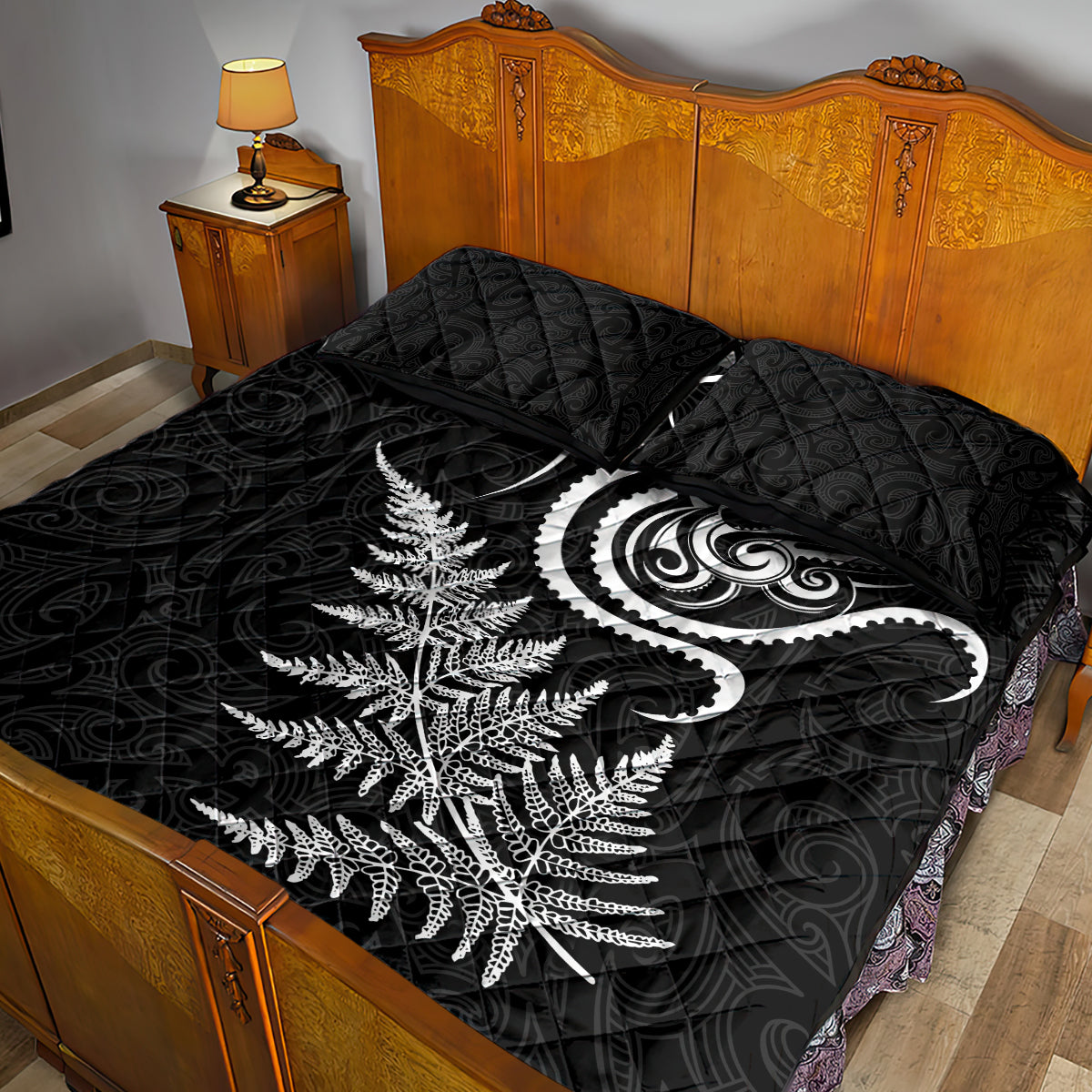 New Zealand Octopus Tattoo and Fern Quilt Bed Set Maori Pattern LT03 - Polynesian Pride