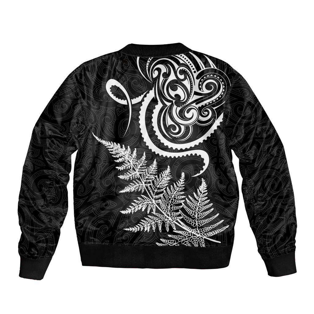 New Zealand Octopus Tattoo and Fern Sleeve Zip Bomber Jacket Maori Pattern LT03 - Polynesian Pride