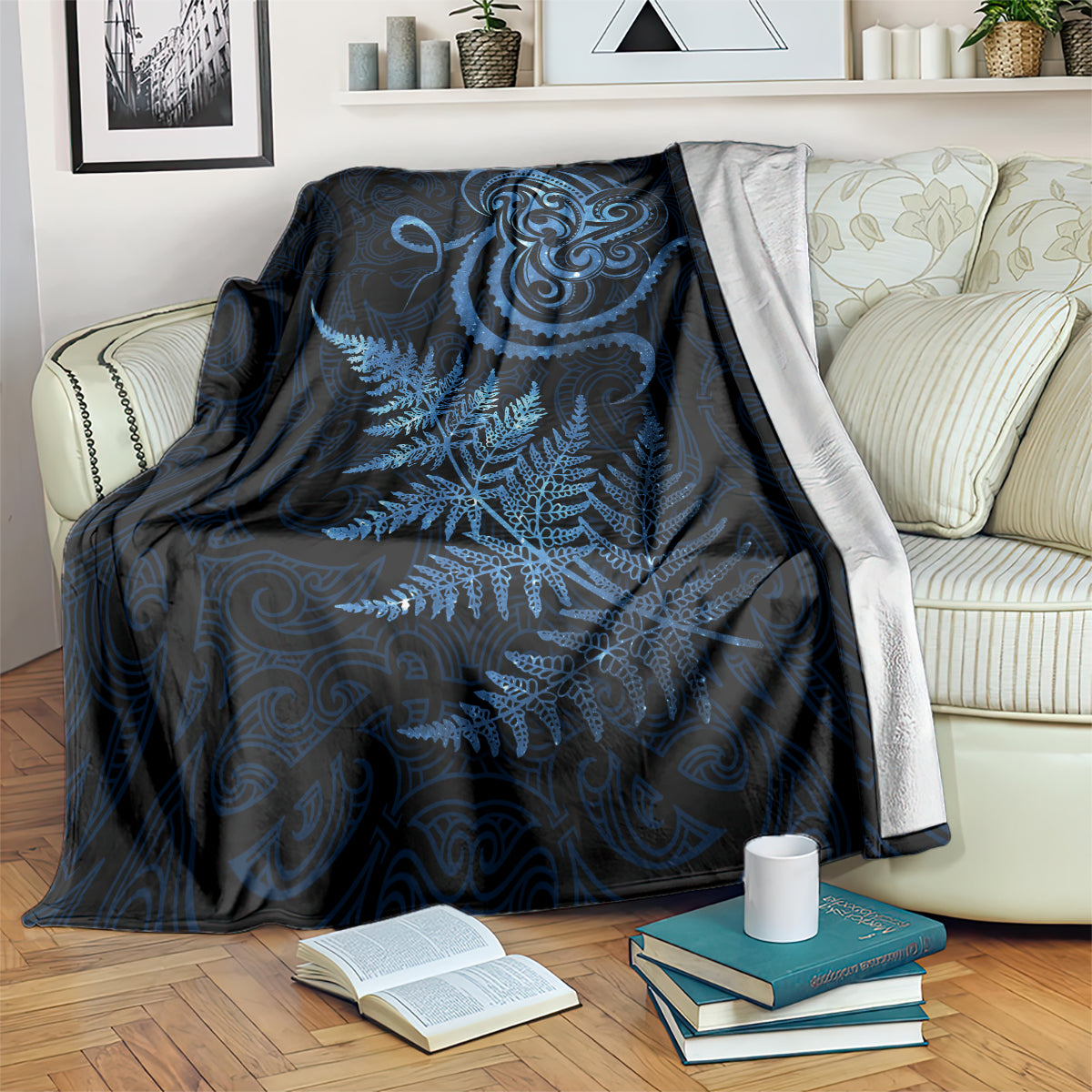 New Zealand Octopus Tattoo and Fern Blanket Maori Pattern Matariki Style LT03 Blue - Polynesian Pride