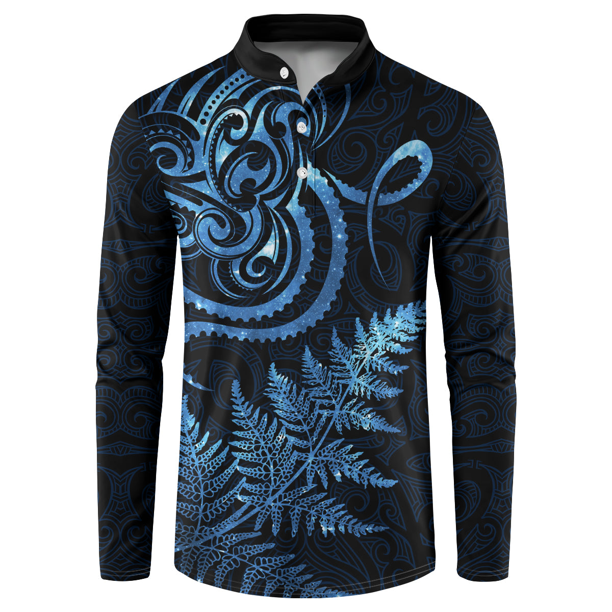 New Zealand Octopus Tattoo and Fern Button Sweatshirt Maori Pattern Matariki Style