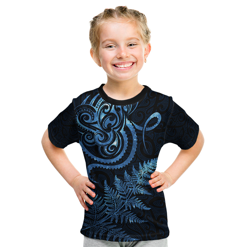 New Zealand Octopus Tattoo and Fern Kid T Shirt Maori Pattern Matariki Style