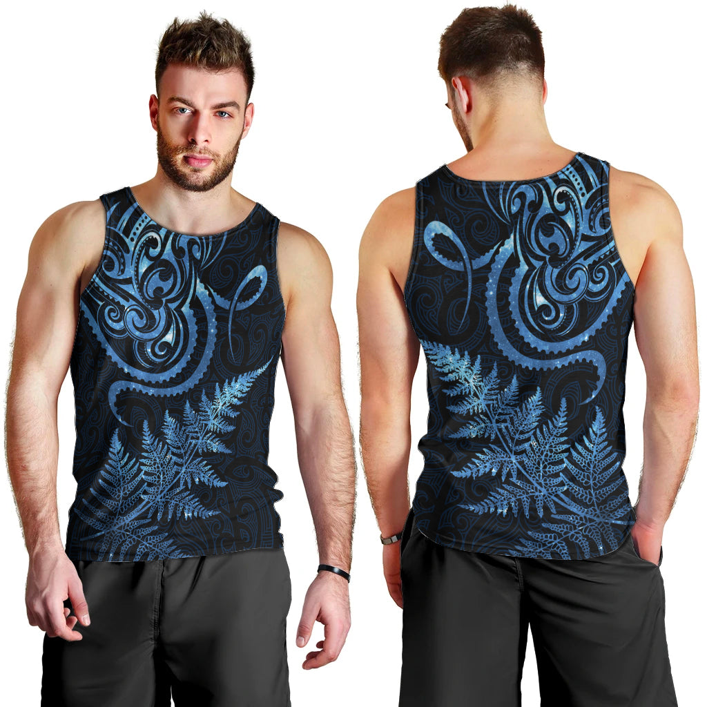 New Zealand Octopus Tattoo and Fern Men Tank Top Maori Pattern Matariki Style LT03 - Polynesian Pride