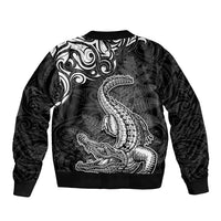 New Zealand Crocodile Tattoo and Fern Bomber Jacket Maori Pattern LT03 - Polynesian Pride