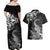 New Zealand Crocodile Tattoo and Fern Couples Matching Off Shoulder Maxi Dress and Hawaiian Shirt Maori Pattern