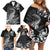 New Zealand Crocodile Tattoo and Fern Family Matching Off Shoulder Short Dress and Hawaiian Shirt Maori Pattern