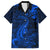 New Zealand Crocodile Tattoo and Fern Family Matching Off Shoulder Short Dress and Hawaiian Shirt Maori Pattern Blue Color