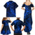 New Zealand Crocodile Tattoo and Fern Family Matching Summer Maxi Dress and Hawaiian Shirt Maori Pattern Blue Color