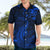 New Zealand Crocodile Tattoo and Fern Hawaiian Shirt Maori Pattern Blue Color