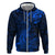 New Zealand Crocodile Tattoo and Fern Hoodie Maori Pattern Blue Color