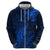 New Zealand Crocodile Tattoo and Fern Hoodie Maori Pattern Blue Color