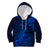 New Zealand Crocodile Tattoo and Fern Kid Hoodie Maori Pattern Blue Color