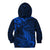 New Zealand Crocodile Tattoo and Fern Kid Hoodie Maori Pattern Blue Color