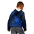 New Zealand Crocodile Tattoo and Fern Kid Hoodie Maori Pattern Blue Color