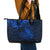 New Zealand Crocodile Tattoo and Fern Leather Tote Bag Maori Pattern Blue Color