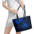 New Zealand Crocodile Tattoo and Fern Leather Tote Bag Maori Pattern Blue Color