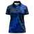 New Zealand Crocodile Tattoo and Fern Women Polo Shirt Maori Pattern Blue Color