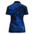 New Zealand Crocodile Tattoo and Fern Women Polo Shirt Maori Pattern Blue Color