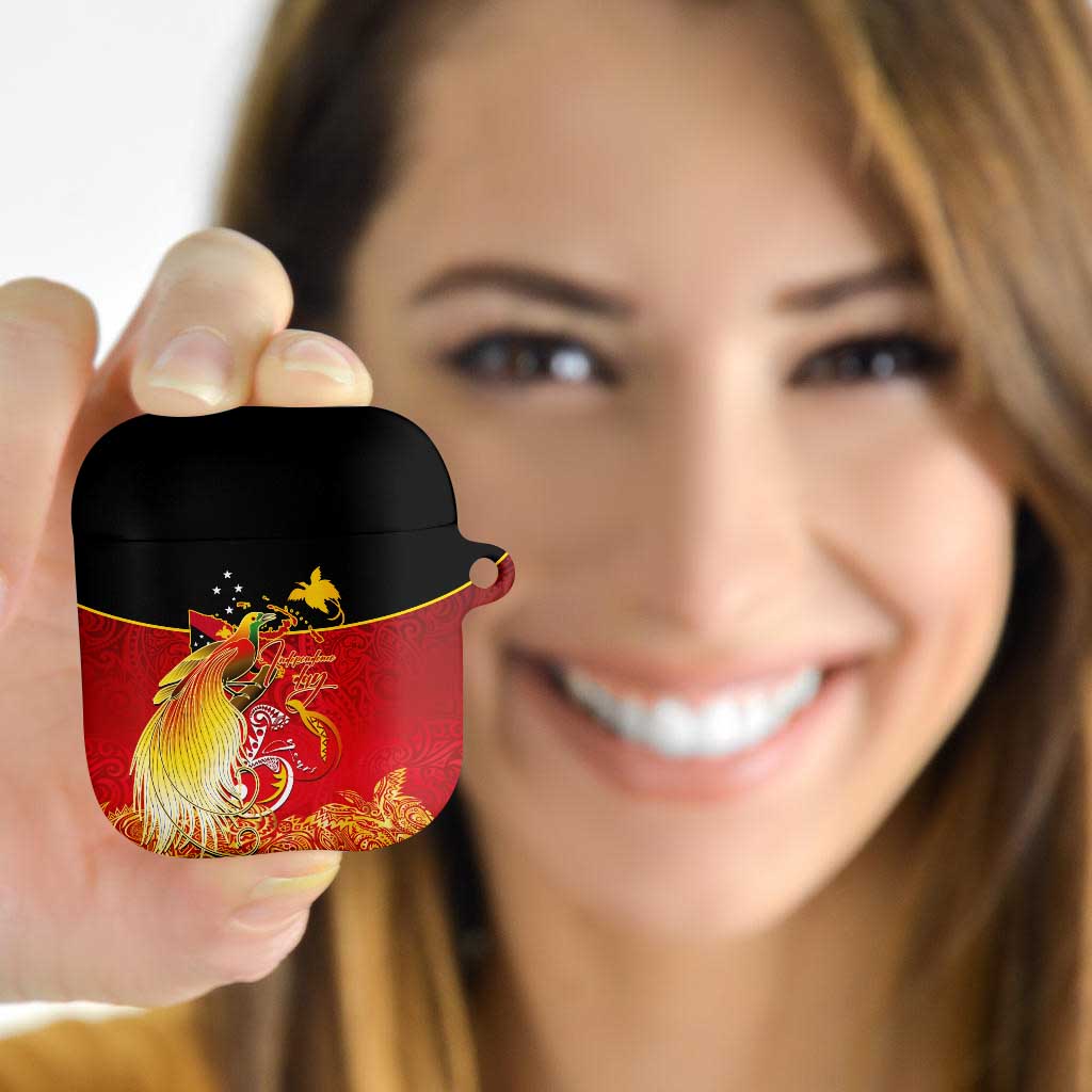 Papua New Guinea Independence Day AirPods Case Happy Anniversary 50th Bird-of-paradise Melanesian Tattoos LT03 Black - Polynesian Pride