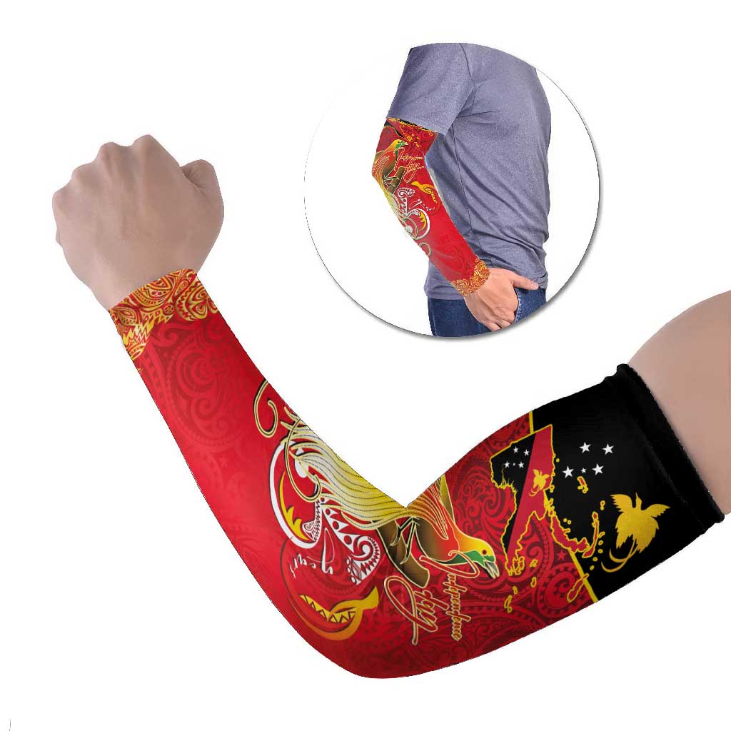 Papua New Guinea Independence Day Arm Sleeves Happy Anniversary 50th Bird-of-paradise Melanesian Tattoos LT03 Set of 2 Black - Polynesian Pride