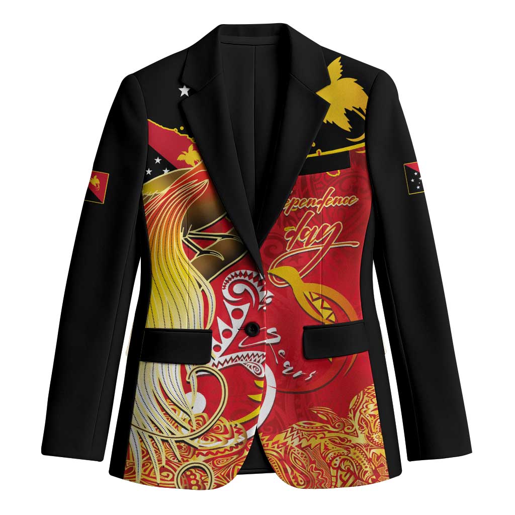 Papua New Guinea Independence Day Blazer Happy Anniversary 50th Bird-of-paradise Melanesian Tattoos LT03 Unisex Black - Polynesian Pride