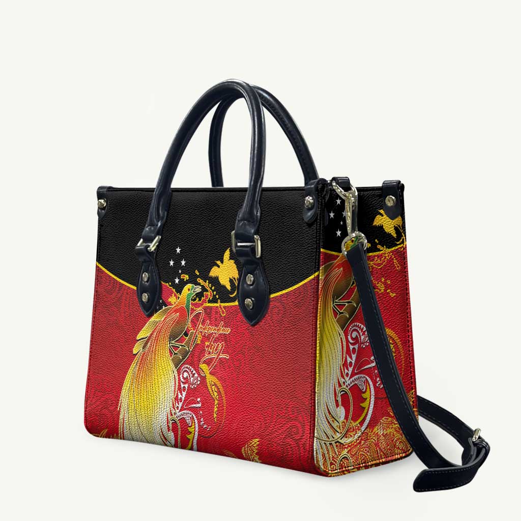 Papua New Guinea Independence Day Leather Bag Happy Anniversary 50th Bird-of-paradise Melanesian Tattoos LT03 Black - Polynesian Pride