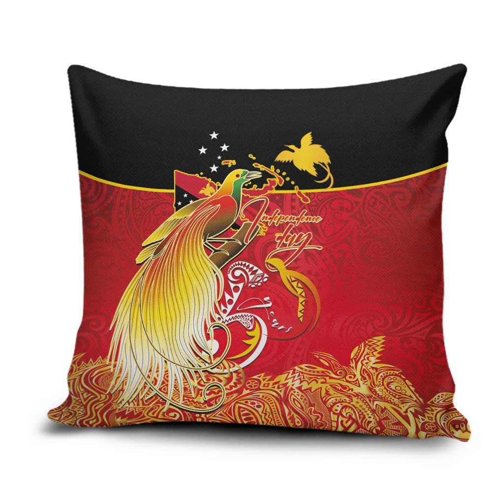 Papua New Guinea Independence Day Pillow Cover Happy Anniversary 50th Bird-of-paradise Melanesian Tattoos LT03 Black - Polynesian Pride