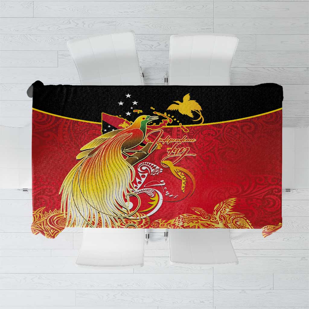 Papua New Guinea Independence Day Tablecloth Happy Anniversary 50th Bird-of-paradise Melanesian Tattoos LT03 Black - Polynesian Pride